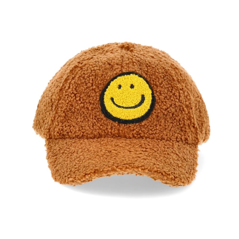Wonder Nation Boys Faux Shearling Baseball Hat with Smiley Patch